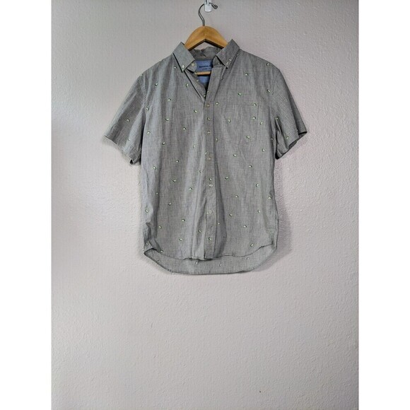 Banana Republic Slim Fit Poplin Shirt Lime Print M - Picture 1 of 5